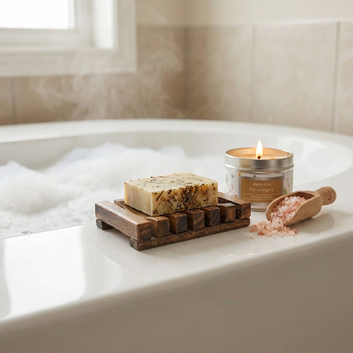 Wooden Soap Dish | Slatted Natural Wood