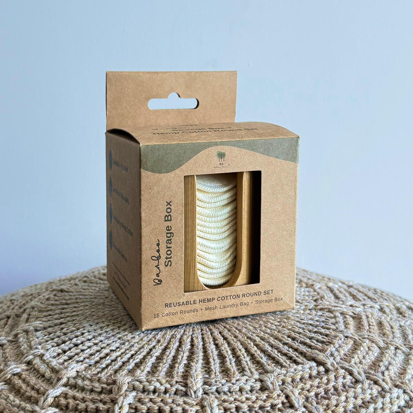 Bamboo Storage Box + Hemp Cotton Rounds | Zero Waste Beauty